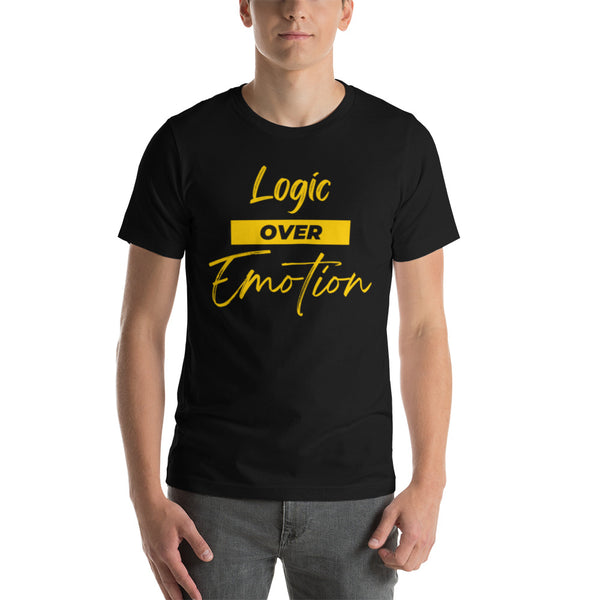 Short-Sleeve Unisex Logic Over Emotion T-Shirt [yellow ink]